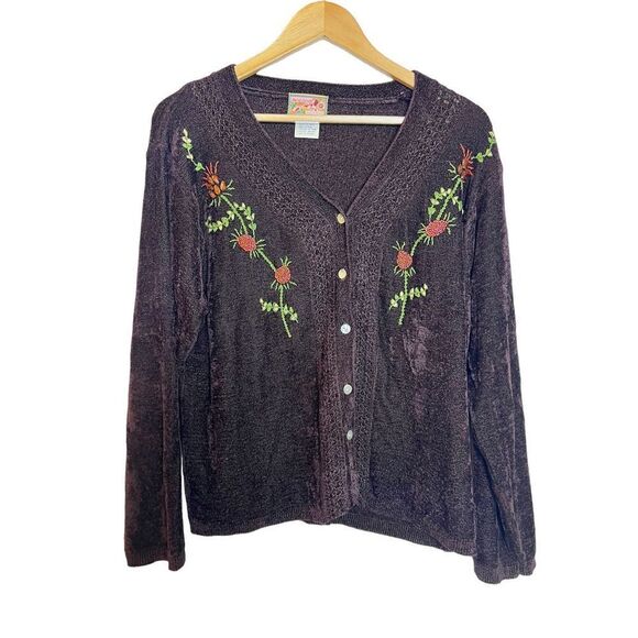 Vintage Cottagecore April Cornell Embroidered/Beaded Cardigan. Sz M - Picture 1 of 4